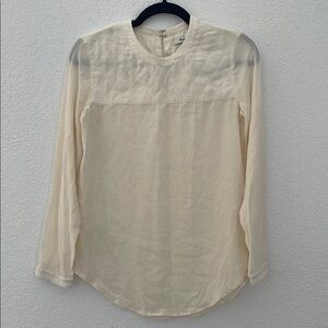 Madewell Cream Ivory Quilted Silk Blouse Shirt
